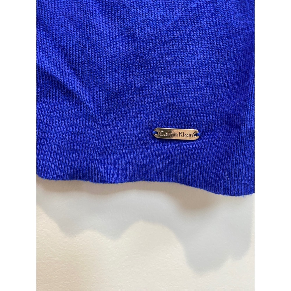 Calvin Klein Off the Shoulder Long Sleeve‎ Knit Top Blouse Royal Blue M - Picture 5 of 5